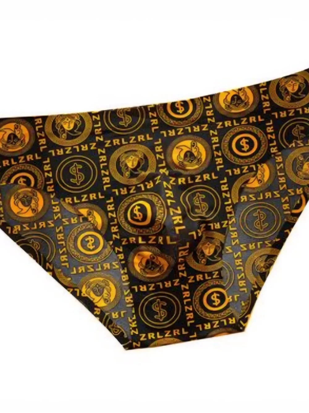 Wangjia Men's Black & Gold Patterned Ice Silk Seamless Briefs - 5 Pack X-Large